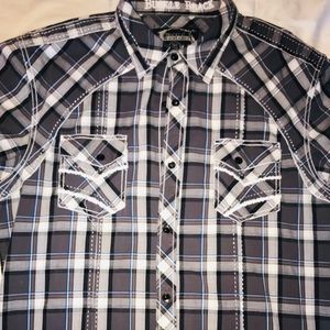 Buckle Black Shirt Sleeve Shirt for Men